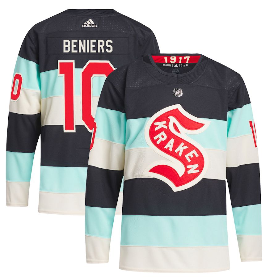 Men Seattle Kraken 10 Matty Beniers adidas Deep Sea Blue 2024 NHL Winter Classic Primegreen Authentic Player Jersey